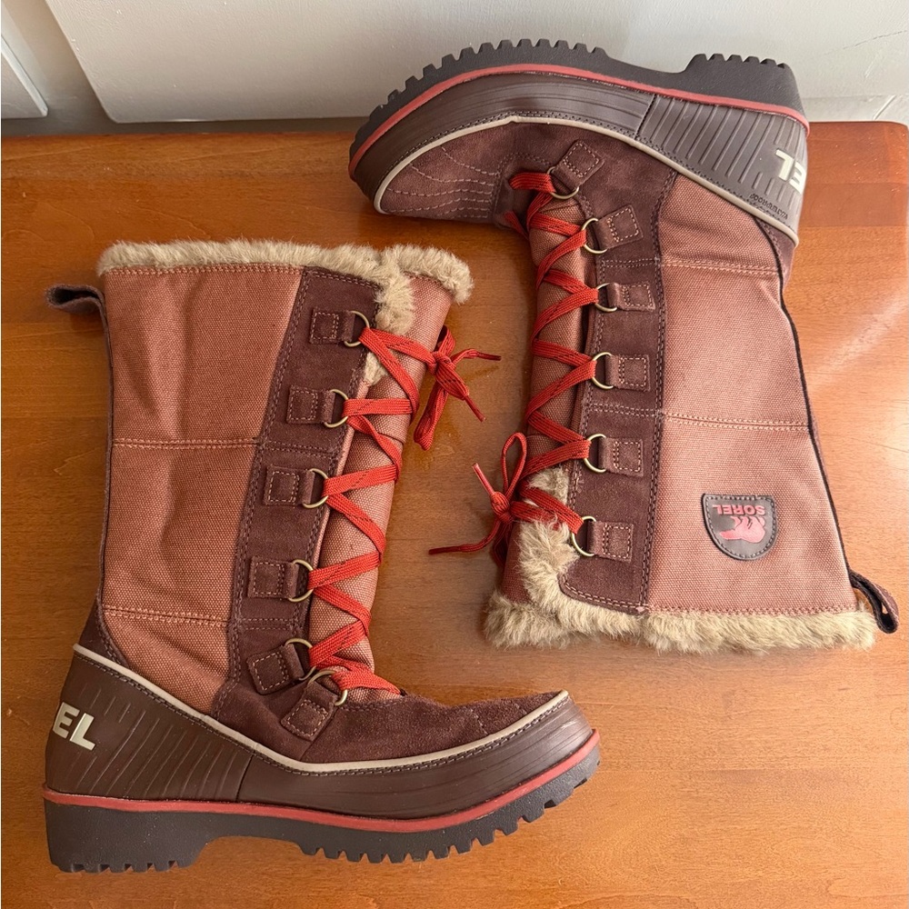 Sorel Women's Tivoli II High Brown Fur Trimmed Snow Winter Boots